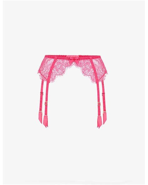 Agent Provocateur Lorna Bow Trim Lace Suspender X In Pink Lyst UK