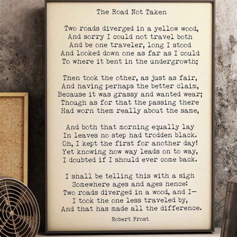 Robert Frost Poem Art Print The Road Not Taken Poem Poster Etsy