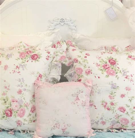 Rachel Ashwell Shabby Pink Roses Bow Chic Cushion For Couch Bed Or