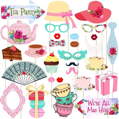 Tea Party Photo Booth Props Stick Props Tea Party Supplies