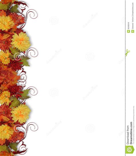 Fall Leaves And Flowers Border Stock Images Image 6646644