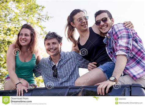 Group Of Young Adults Have Fun Stock Image Image Of Four Gesturing