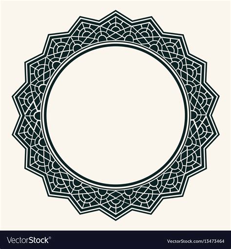 Arabic Design Circular Border Ornamental Round Vector Image