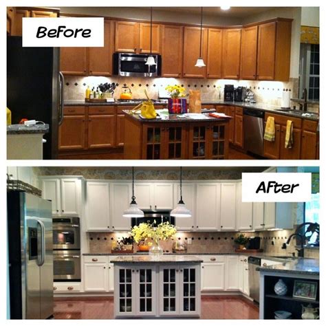 Hello, we bought an old house, but have made a bunch of improvements and.read more. Before and after Refinishing Kitchen Cabinets Ideas # ...