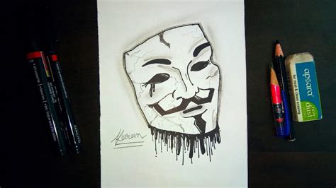 How To Draw V For Vendetta Mask Drawing🔥 How Do You Draw A Hacker Mask