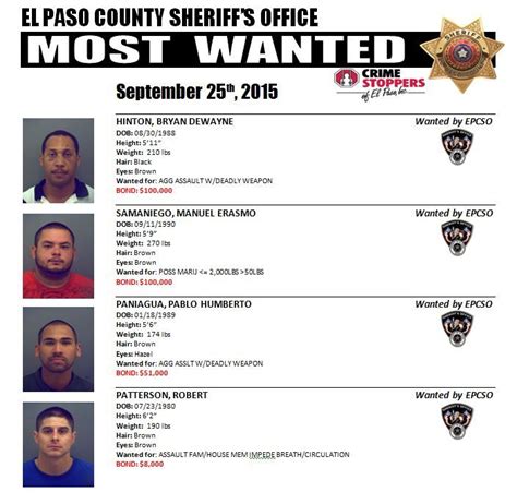 The Wanted Poster For El Paso County Sheriff S Office