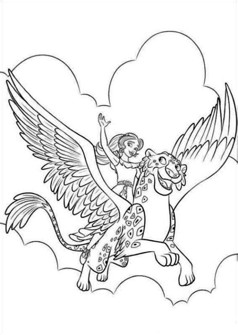 Get This Elena Of Avalor Coloring Sheet Elena Flying With Jaquin