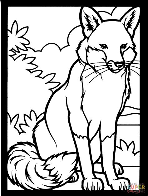 Stained Glass Red Fox Coloring Page Free Printable Coloring Pages