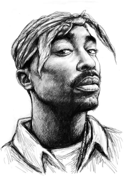 Tupac Shakur Art Drawing Sketch Portrait Painting By Kim Wang Fine