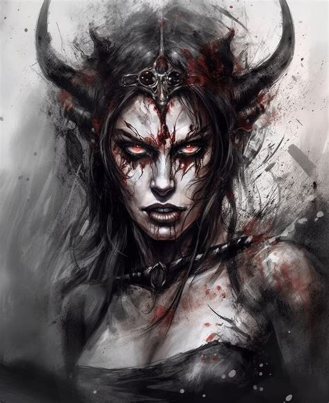 Female Demon Art Dark Beauty Horror Etsy