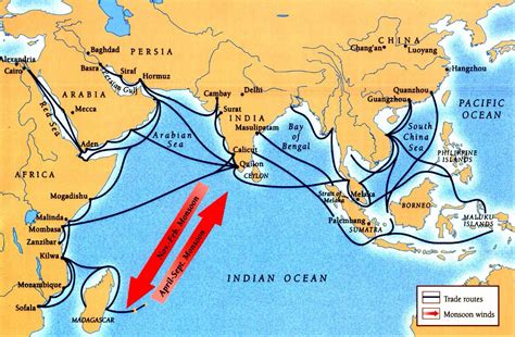 Map Of Indian Ocean Trade Routes Indian Ocean China Map East India