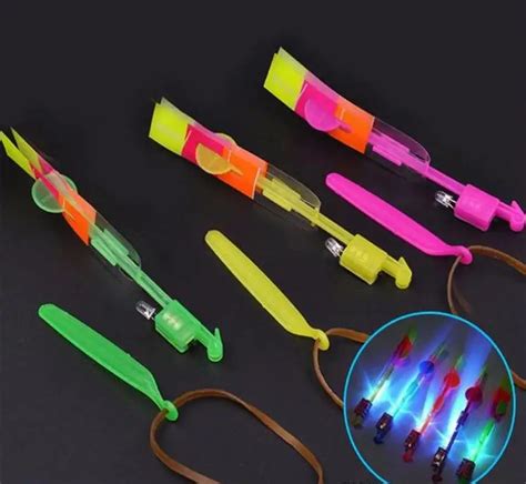 500 Fun Kids Amazing Arrow Helicopter Slingshot Led Toy Flying Night