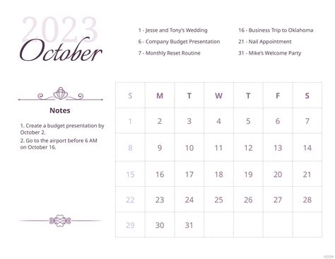 Printable Calendar October 2023 Printable Template Calendar