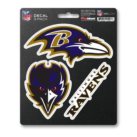 Nfl Baltimore Ravens Decal 3 Pk 5 X 625 3 Various Logos Wordmark