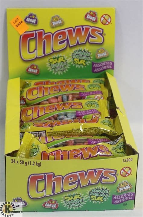 Opened Box Of Assorted Chews Sour Bubble Gum