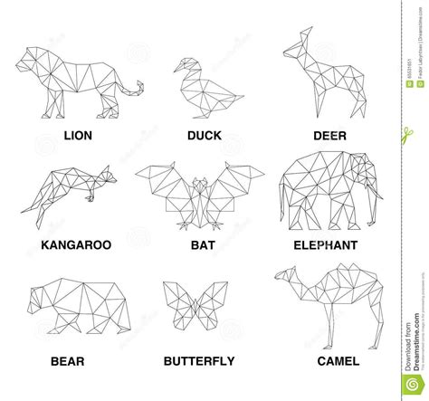 Geometric Animals Silhouettes Set Of Polygons Download From Over 43