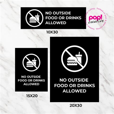 Jual No Outside Food Or Drinks Allowed Acrylic Sign Tulisan Akrilik
