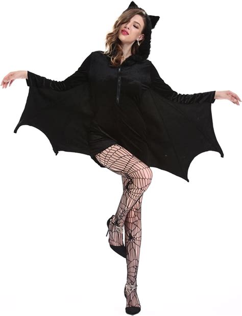 Halloween Women Coat Fun Cosplay Bat Dress Sexy Bat Costumes Suit Set X Large Amazon Ca