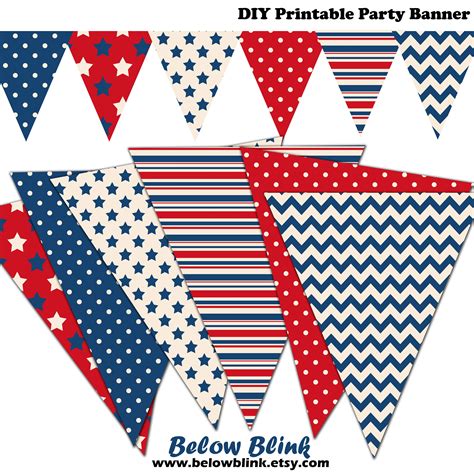 4th of July Banner Printable Banner Pennant Banner | Etsy
