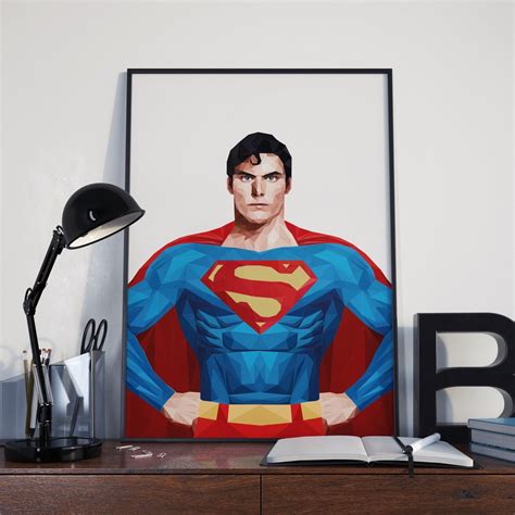 Superman Geometric Abstract Print Icon Art Poster Geometric Etsy