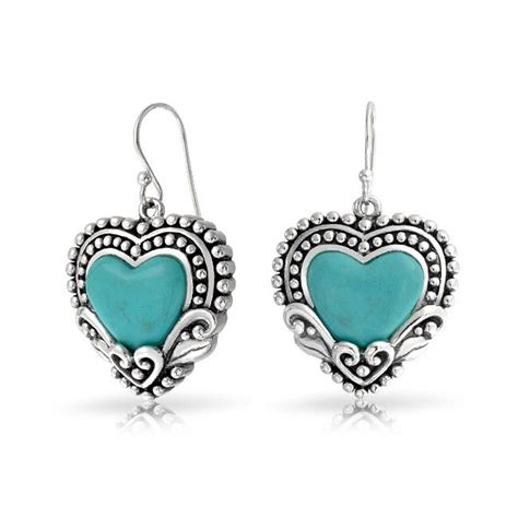 Turquoise Heart Shape Leverback Drop Earrings 925 Sterling Silver