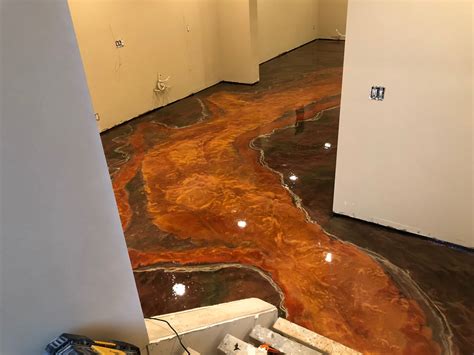 Epoxy Basement Floor Lava Accent Basementfloortile Basement