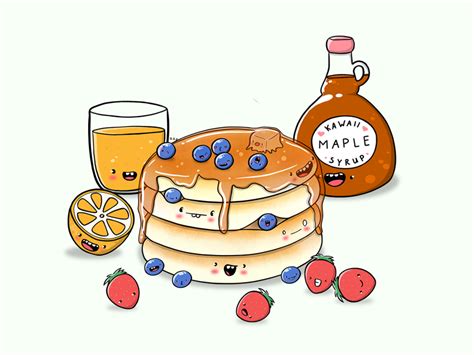 Blueberry Pancakes Kawaii Food Cute Fooddoodle Doodle Art Cute