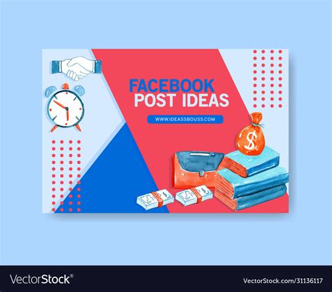 Fb Social Media Design With Document File Money Vector Image