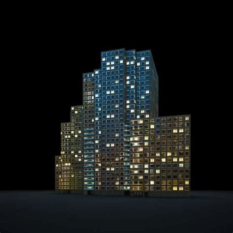 Skycraper City Building Lit Up At Night 3d Model Cgtrader