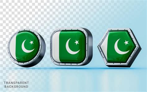 Premium Psd 3d Render Flag Signs Of Pakistan In Three Different Shape