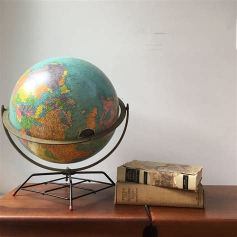 Vintage Globe On Metal Stand World Globe On Tabletop Stand Etsy