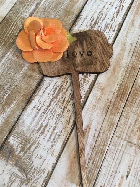 Love Rustic Wedding Cake Topper Love Garden Sign Cute Plant Tag