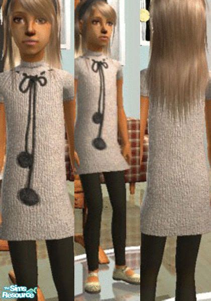 Taupe Knit Tunic With Pom Pom Design And Leggings For Girls By