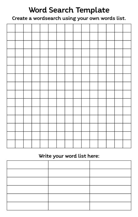 Blank Word Search Template To Print Free