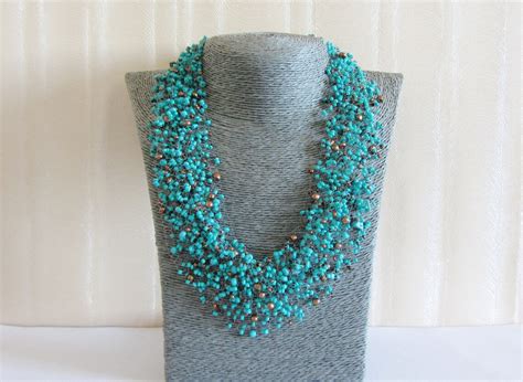 Turquoise Necklace Handmade Beaded Choker Turquoise Gift Etsy
