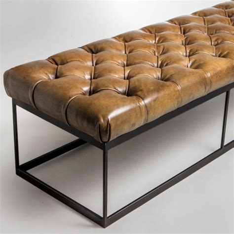 Tufted Leather Bench At 1stdibs Camel Leather Bench Extra Long