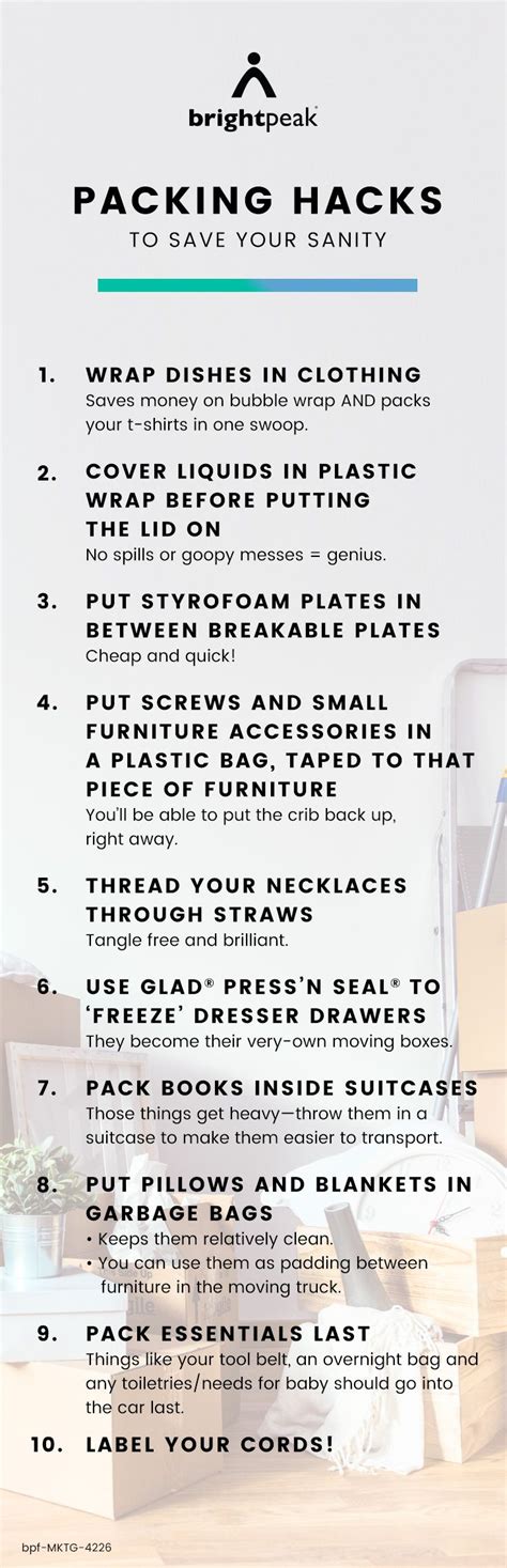 Top Ten Packing Hacks To Save Your Sanity Packing Tips Moving Tips Things To Know