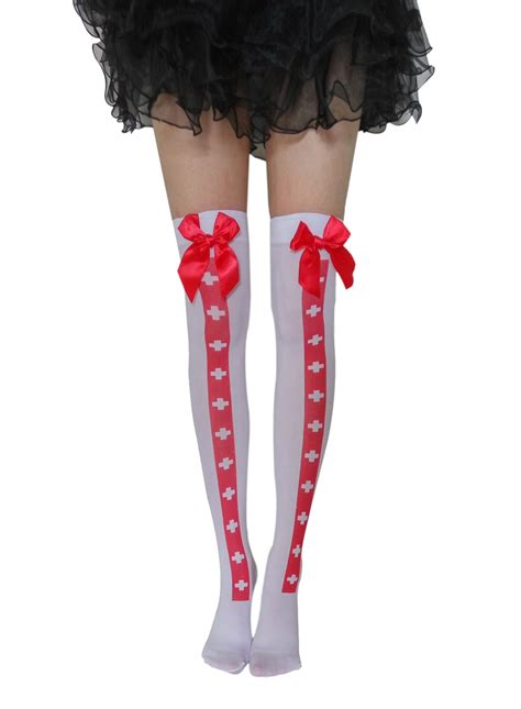 Sexy Nurse White Stockings Fancy Cosplay Accessories Thigh Socks Women