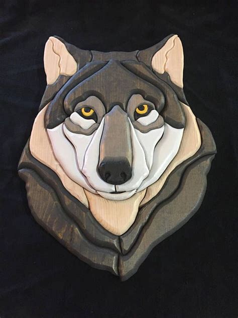 Wolf Head Intarsia Carving Wooden Wall Decor Wooden Walls Animals