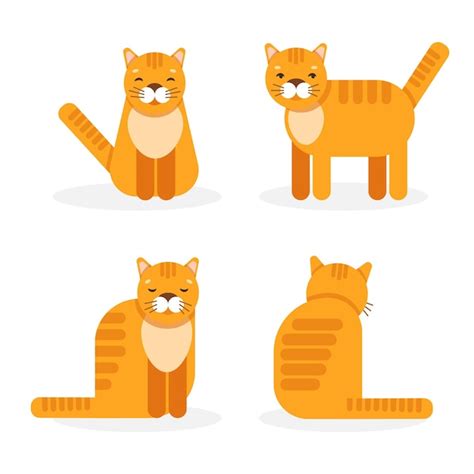 Premium Vector Vector Set With Four Ginger Cats In Different Poses Isolated On A White Background