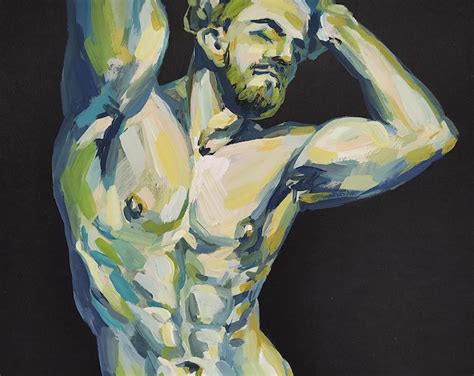 Nude Man Original Painting Male Figure Nude Man Art Etsy