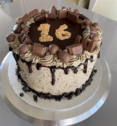 16th Birthday Cake For A Friend Chocolate Cake And Oreo Buttercream With A Dark Chocolate