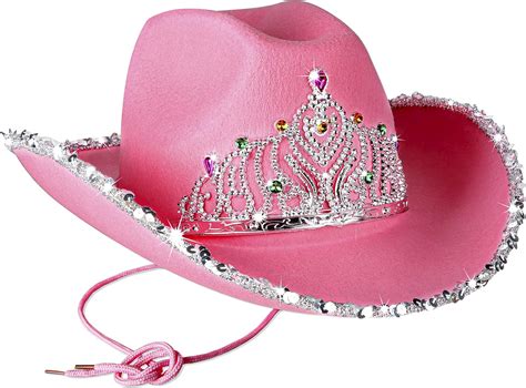 Proloso Pink Cowboy Hat With Crown Blinking Felt Cowgirl Hat Princess