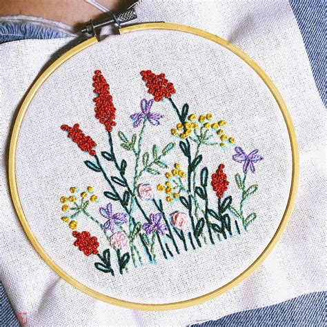 Wildflowers Embroidery Embroider Flower Floral Hoop Art Etsy Floral