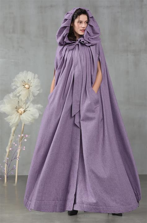 Maxi Hooded Cloak Wool Cape In Violet Wool Cloak Maxi Cape Wool