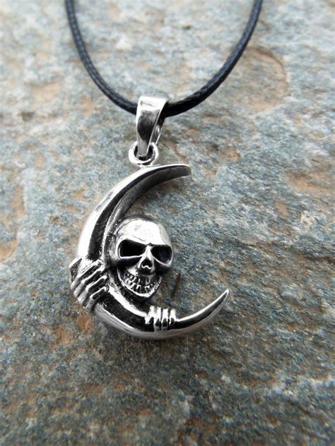 Sterling Silver Moon Skull Pendant