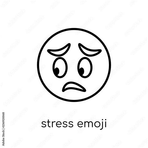 Stress Emoji Icon Trendy Modern Flat Linear Vector Stress Emoji Icon