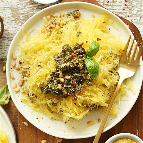 Pesto Spaghetti Squash Pasta Minimalist Baker Recipes