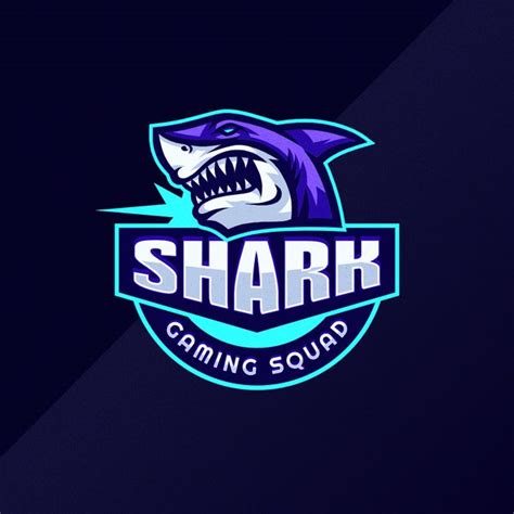 Shark Gaming Squad Simple Team Logo Design Template — Customize It In