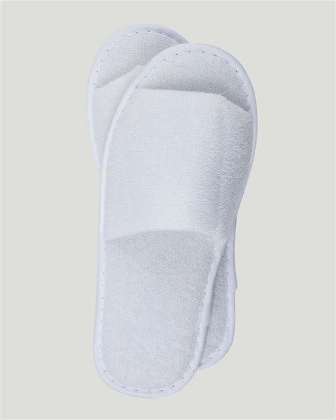 White Open Toe Towelling Slippers Hotel Complimentary Products